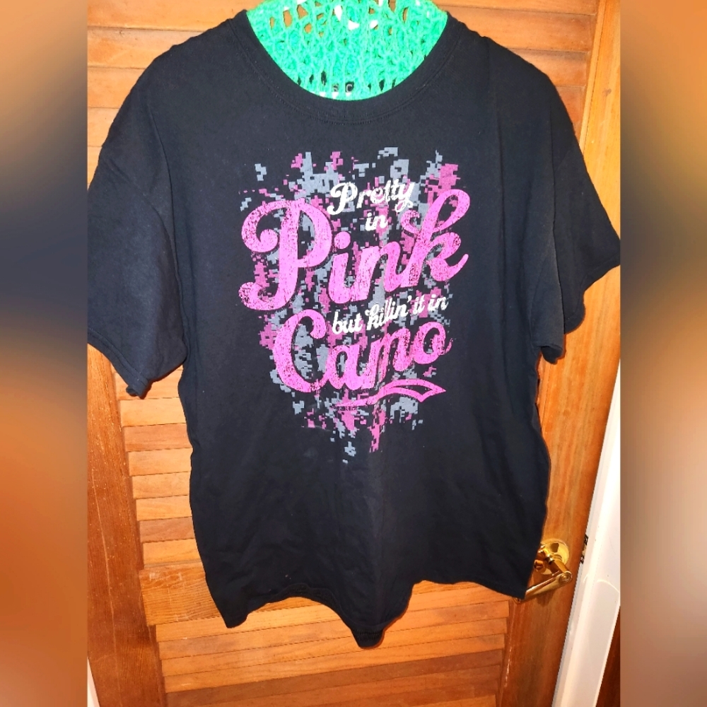 Pretty in Pink but Killin it in Camo T shirt
